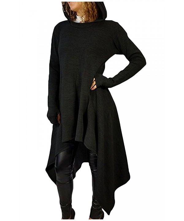 Women's Asymmetric Hem Long Sleeve Loose Hoodies Sweatshirts Dress ...