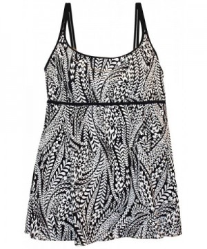 Women's Plus Size Swimdress Swimsuit Scoop - Blk/Wht Vine - C512NU0TG3G