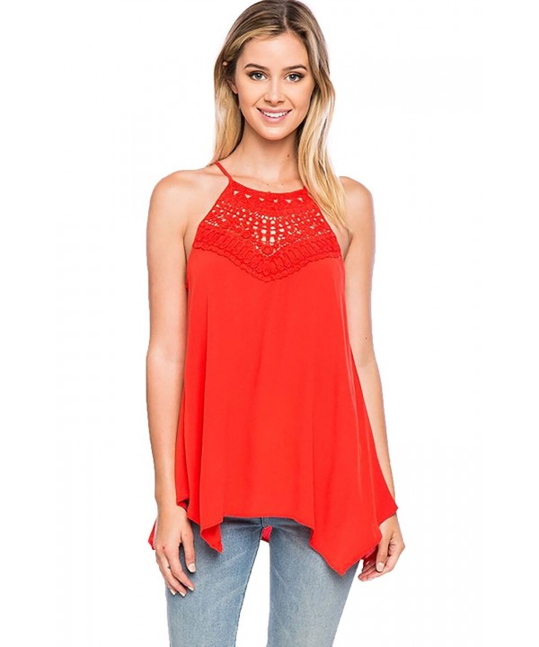 SHOPGLAMLA Crochet Details Blouse Tangerine