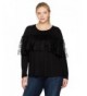 WallFlower Womens Ruffle Sleeve Black