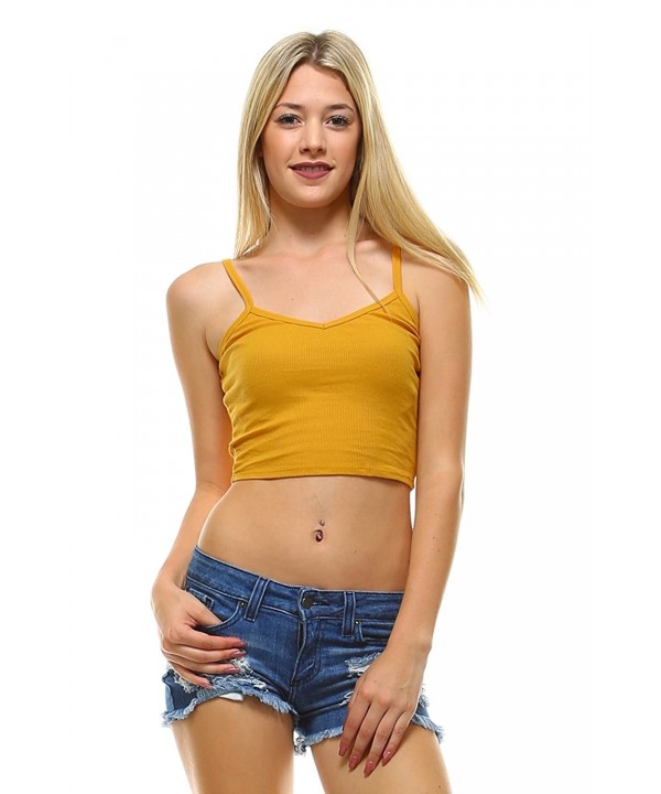 Vialumi Womens Ribbed Cropped Mustard