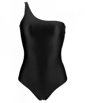 Women's Solids One Piece Bather One Shoulder Swimsuit Slightly High Cut ...