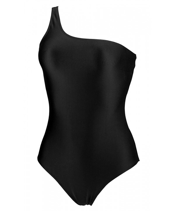 Women's Solids One Piece Bather One Shoulder Swimsuit Slightly High Cut ...