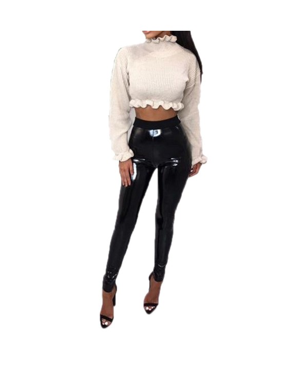 Konghai Leather Leggings Stretchy Waisted