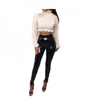 Konghai Leather Leggings Stretchy Waisted