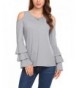 EASTHER Womens Casual V Neck Shoulder