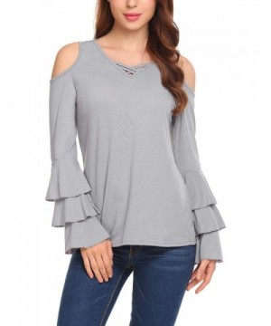 EASTHER Womens Casual V Neck Shoulder