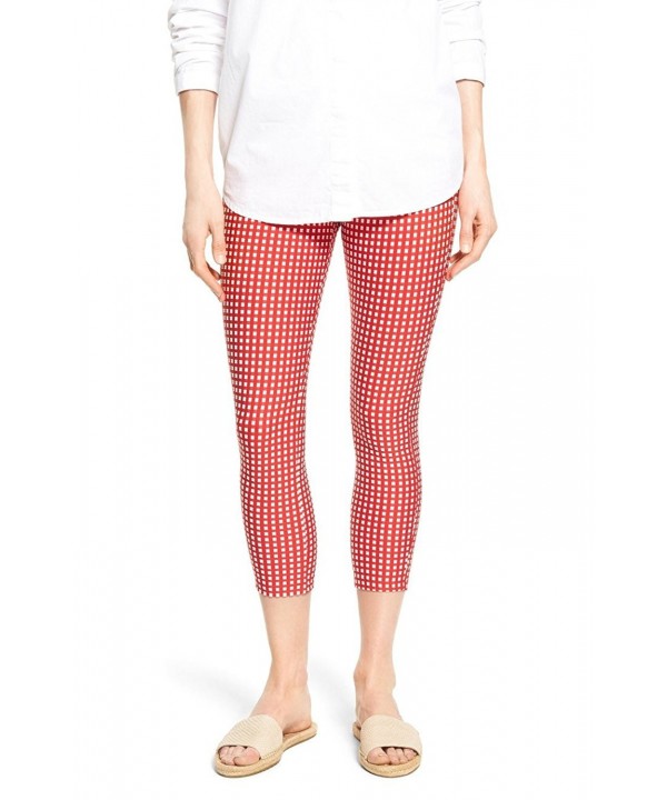 HUE Womens Checkered Capris Tango