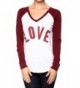 Baseball Contrast Sleeve V neck Burgundy