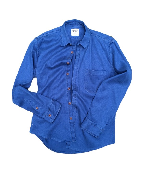 Sleeve Collared Button Blend Shirt