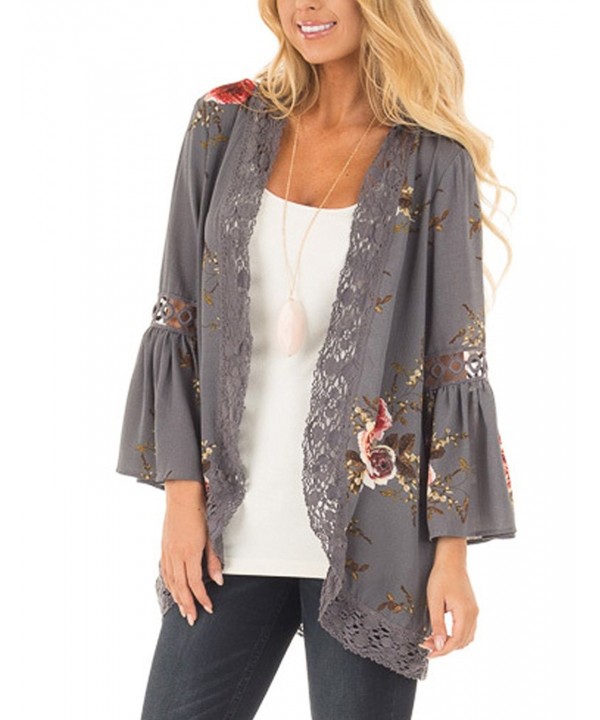 Halife Womens Floral Cardigan Patchwork