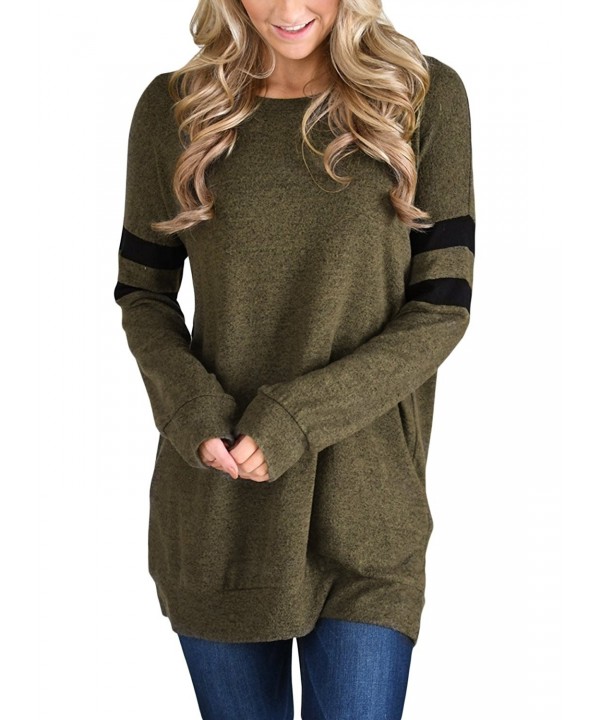 Womens Lightweight Color Block Long Sleeve Sweatshirt Tunic Tops ...