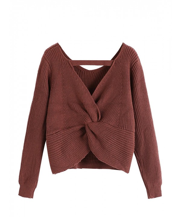 SweatyRocks Womens Twist Pullover Sweater