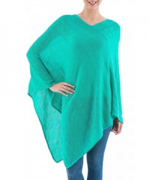 NOVICA Turquoise Poncho Tulip Petal