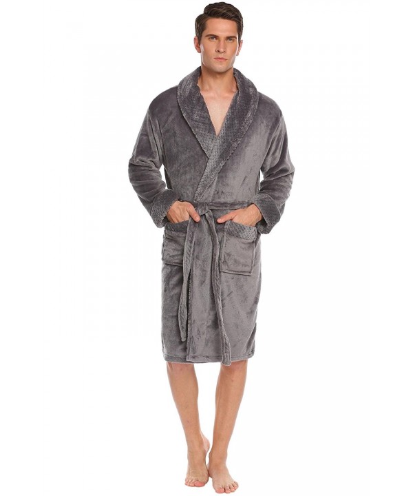 Men's Hooded Plush Bath Robe With Pockets-Long Hooded Bathrobe 4 Color ...