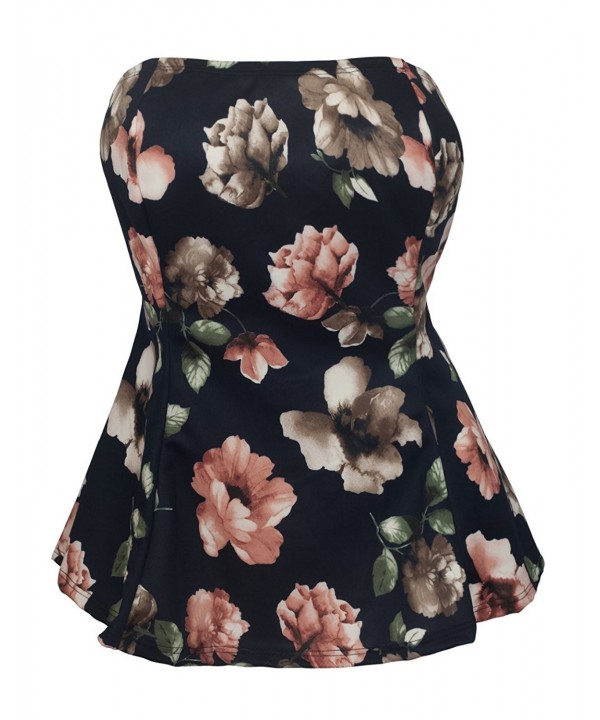 eVogues Womens Strapless Peplum Floral