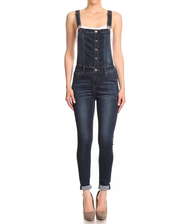 Women's Juniors Fitted Denim EnJean Overalls - Dark Button Down ...