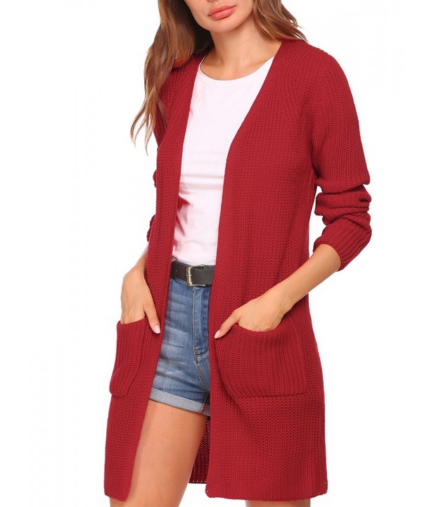 Women's Long Sleeve Casual Open Front Knit Cardigan Sweater Outwear ...