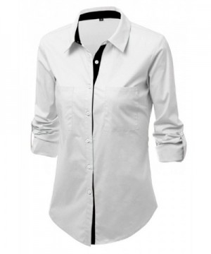 JZOEOEU Womens Long Sleeve Button Down Shirt Cotton Collared Work ...