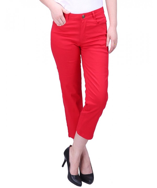 red denim capris