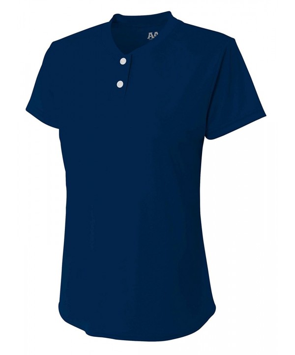 A4 2 Button Henley Medium Navy