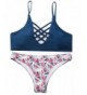 Bikini Swimsuit Crisscross Floral Bottom