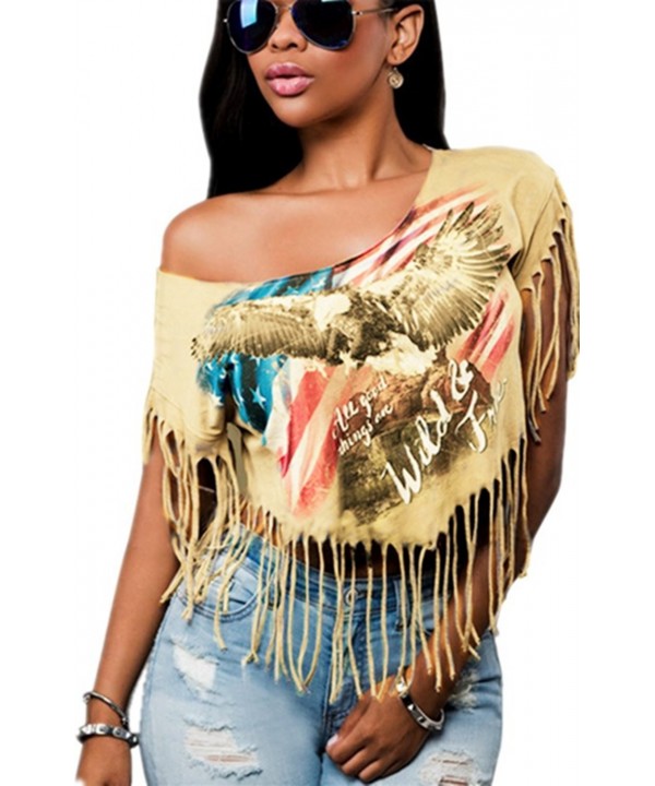 Shoulder Tassel Ladies Sleeveless T Shirt