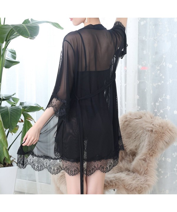 Women Sexy 3 Pieces Lingerie Set Babydoll Teddy Sheer Chemise Long ...