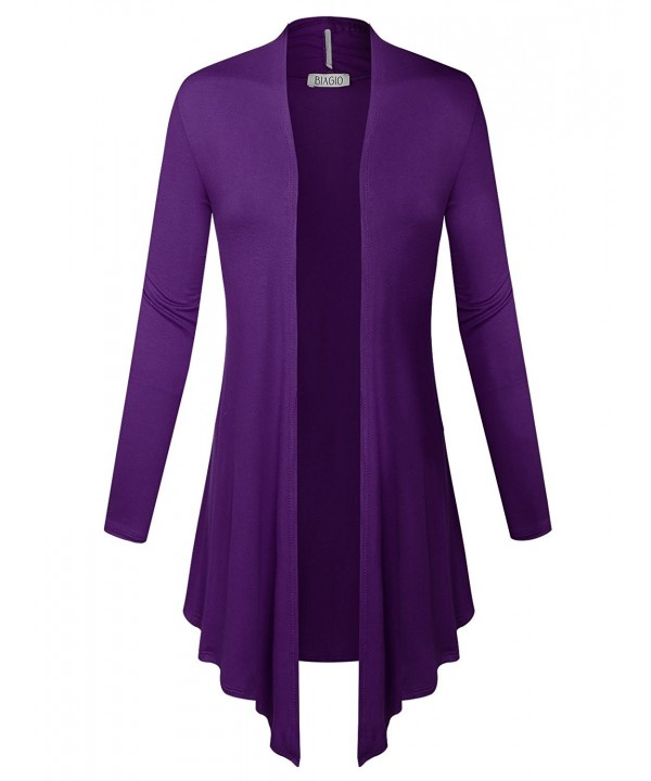 BIADANI Womens Sleeve Cardigan Purple