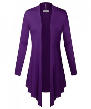 BIADANI Womens Sleeve Cardigan Purple