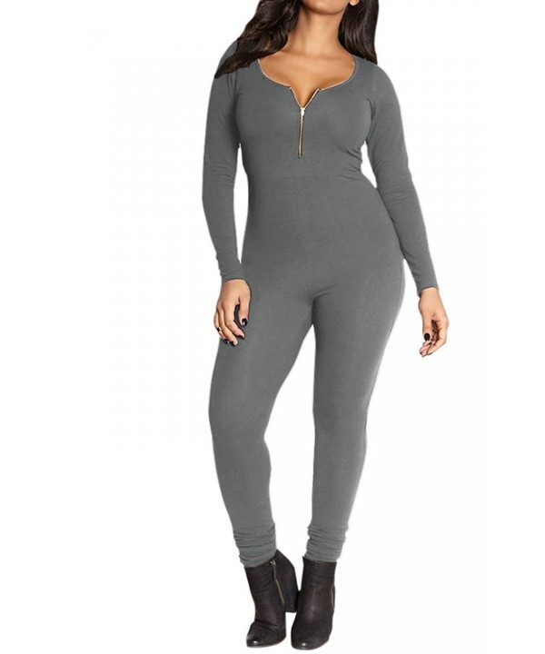 black long sleeve bodycon jumpsuit