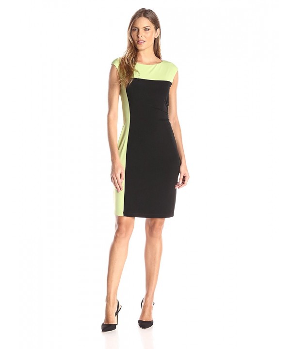 Apparel Women's Color-Block Cap-Sleeve Dress - Pistachio/Black ...