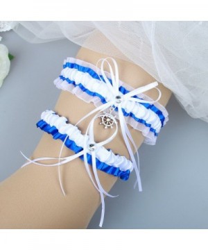 Wedding Garters For Bride White And Royal Blue Satin Ribbon Bridal