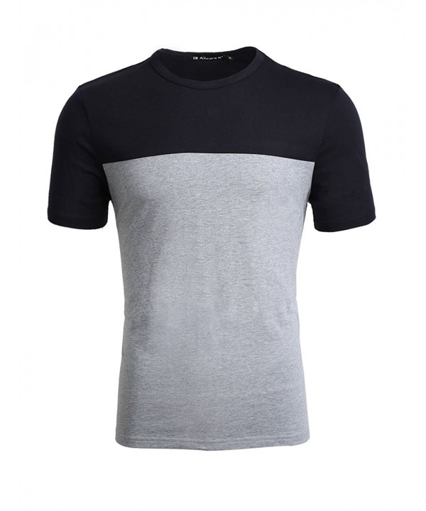 Men Crew Neck Color Block Panel Short Sleeves Basic Casual Tee Shirt ...