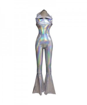 Iridescent Holographic Sleeveless Jumpsuit 8083Silver