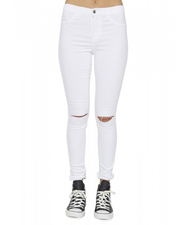 Vibrant Waisted Solid Jeans White