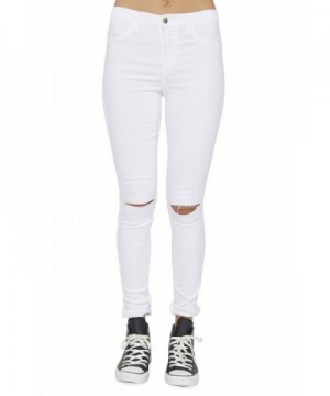 Vibrant Waisted Solid Jeans White