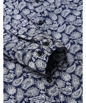 Men's Paisley Print Button Down Shirts Retro Floral Long Sleeve Dress ...