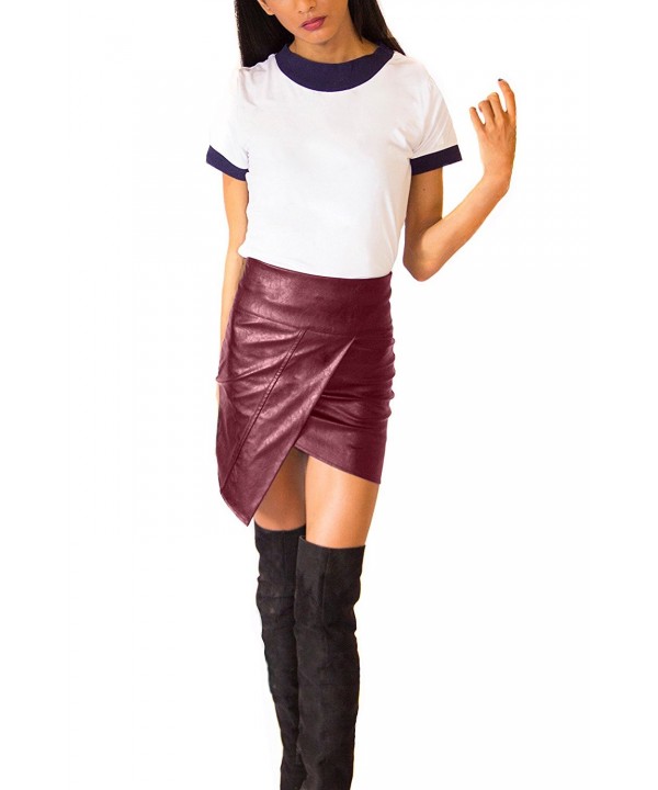 humel Leather Asymmetrical Miniskirt Burgundy