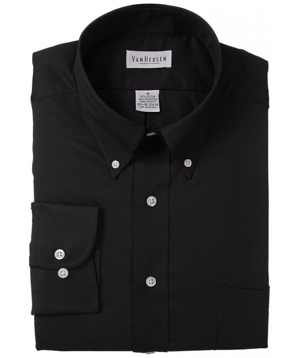 Mens Dress Shirts Regular Fit Twill Solid Button Down Collar - Black ...