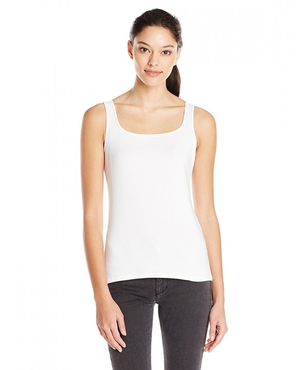 Women's 1X1 Rib Square-Neck Sleeveless Tank - White - CM126JUP05V