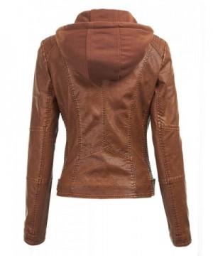 LL Womens Hooded Faux leather Jacket - Wjc1044_camel - CQ12MYKFFBN