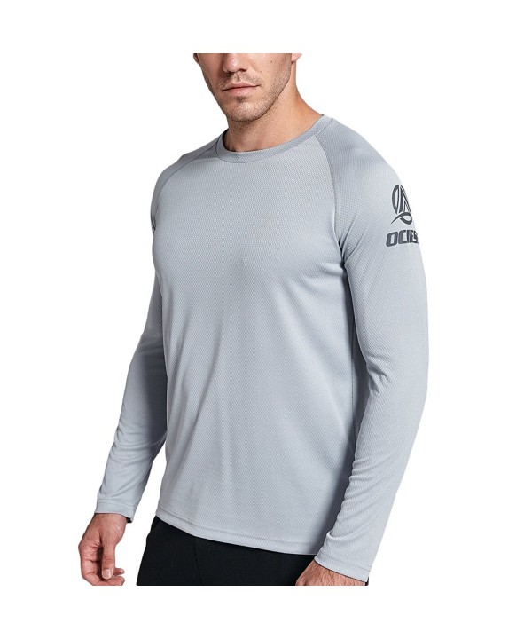 Men's UPF 50+ Long Sleeve Performance Athletic Shirts - Gray - CM18697KLY5