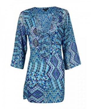 Raviya Womens Beaded V Neck Printed