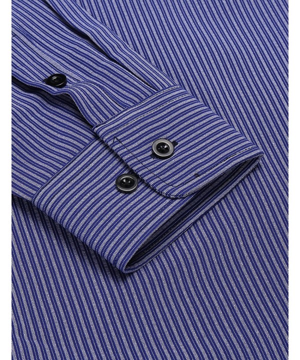 Men's Wrinkle-Free Classic Vertical Striped Long Sleeve Dress Shirts ...