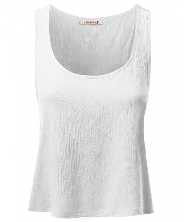 Basic Gauze Sleeveless Tank White