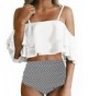 Shoulder Ruffled Flounce Swimsuits Waisted