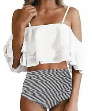 Shoulder Ruffled Flounce Swimsuits Waisted