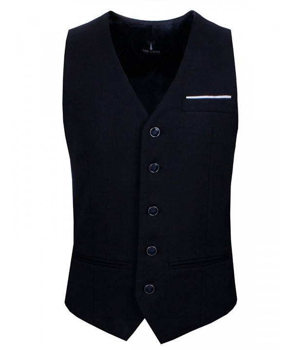 Tom's Ware Mens Premium Slim Fit Fully Lined Twill Vest - Black ...