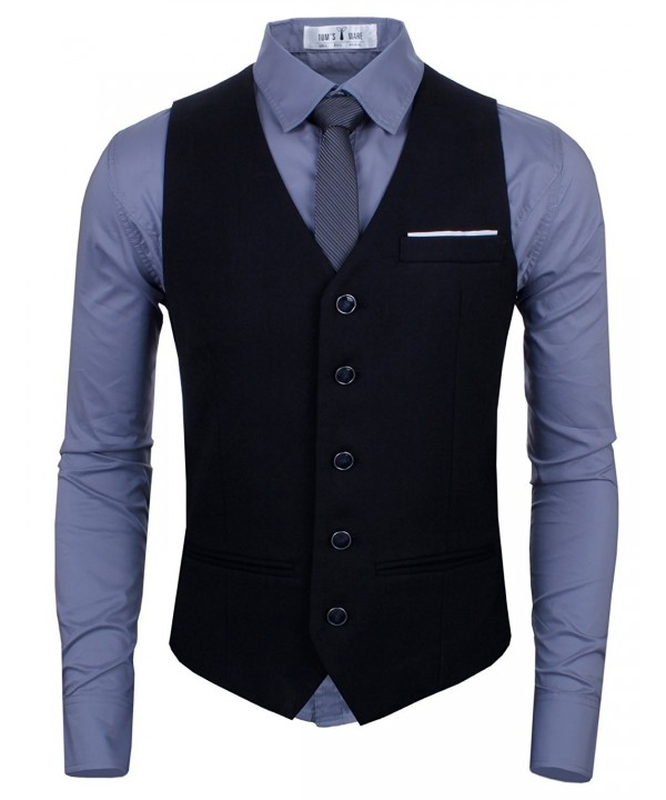 Tom's Ware Mens Premium Slim Fit Fully Lined Twill Vest - Black ...